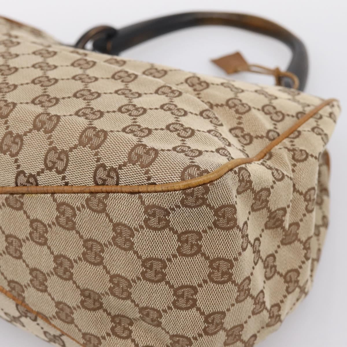 Gucci Vintage Bamboo Handle Gg Canvas Beige Canvas Tote Bag Bag (Pre-Owned)