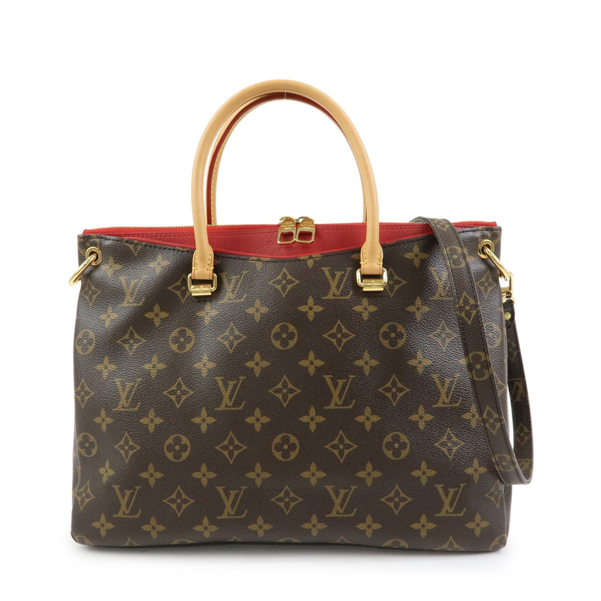 Louis Vuitton Pallas Monogram Canvas With Leather Brown Canvas Tote Bag Bag (Pre-Owned)