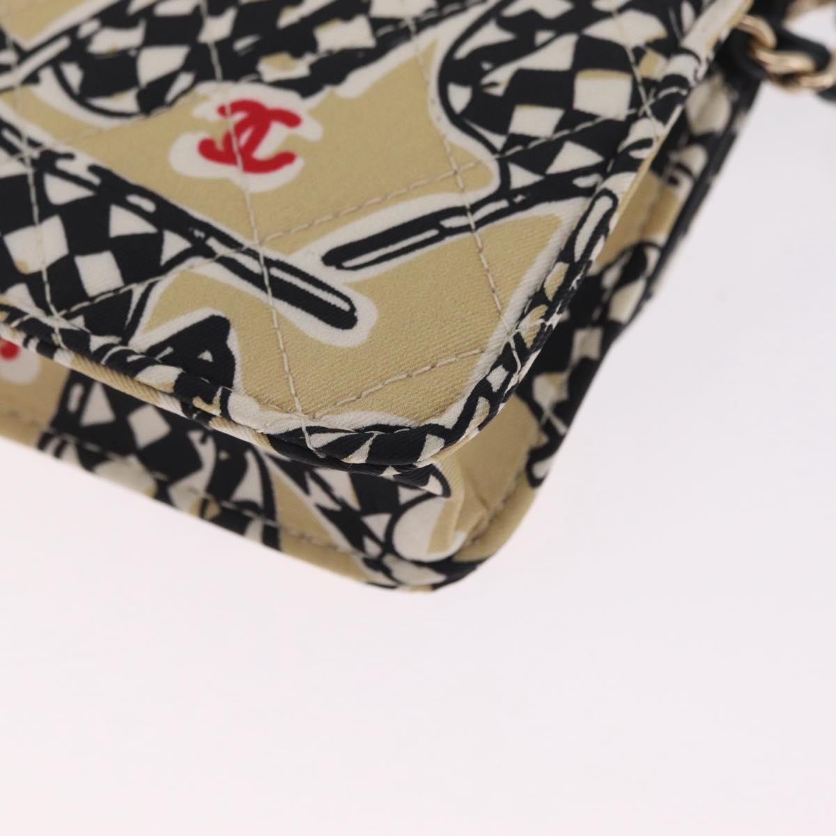 Chanel Flap Card Holder On Chain Quilted Printed Canvas Multicolour Canvas Crossbody Bag Bag (Pre-Owned)