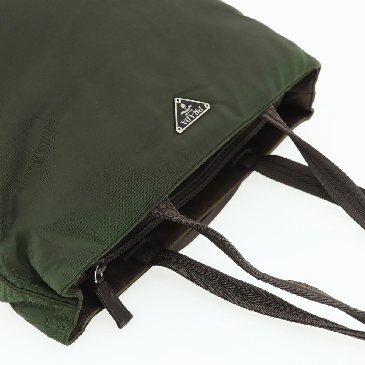Prada Zip Tote Tessuto Khaki Nylon Tote Bag Bag (Pre-Owned)
