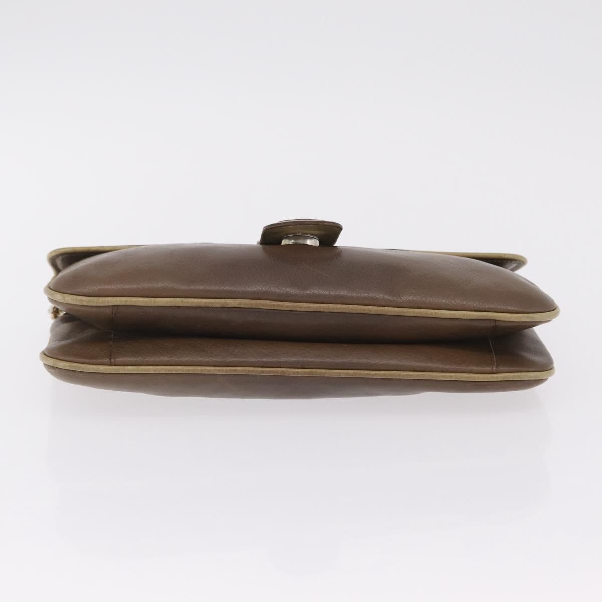 Celine Flap Shoulder Leather Brown Leather Shoulder Bag Bag (Pre-Owned)