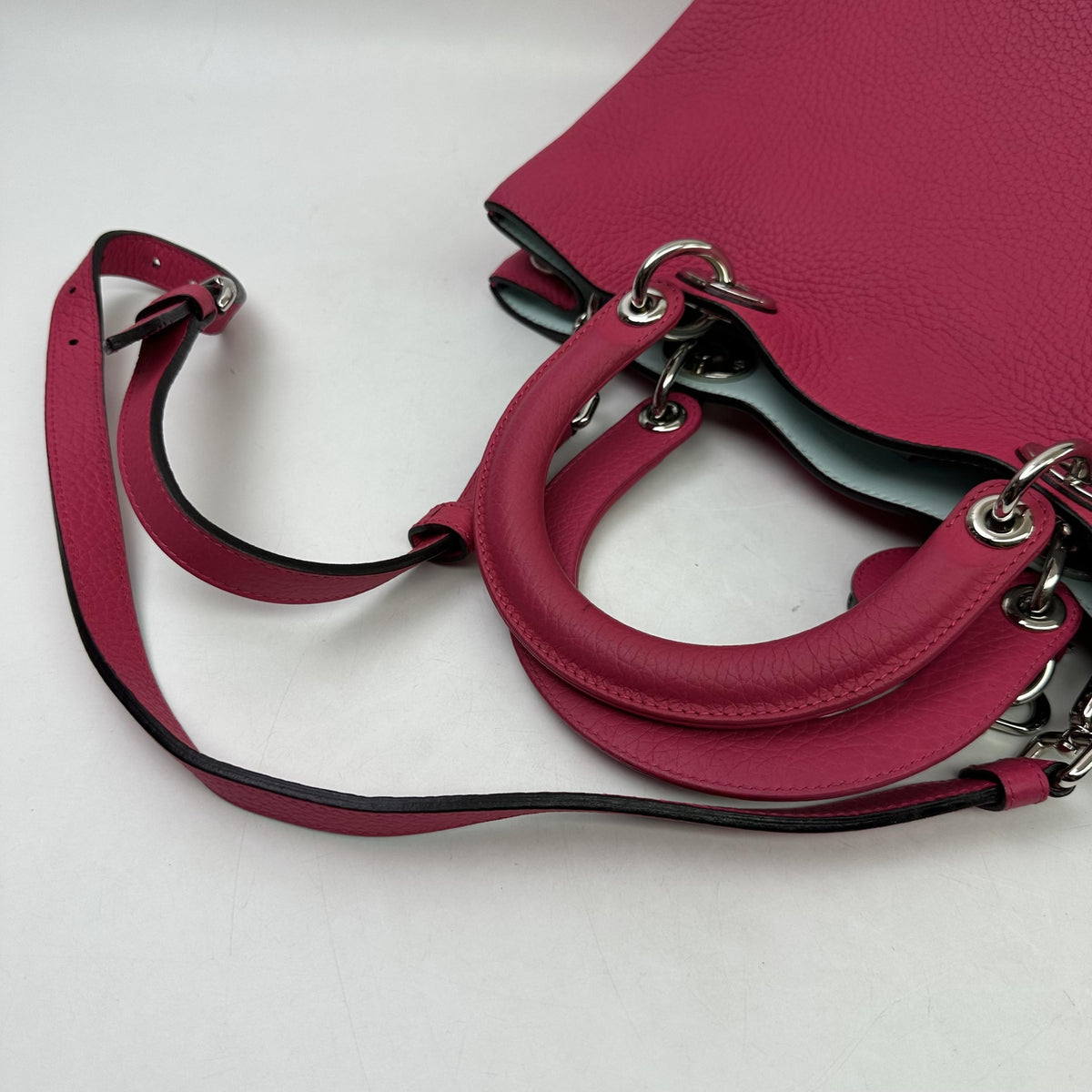 Christian Dior Diorissimo Leather With Sequins Pink Leather Tote Bag Bag (Pre-Owned)