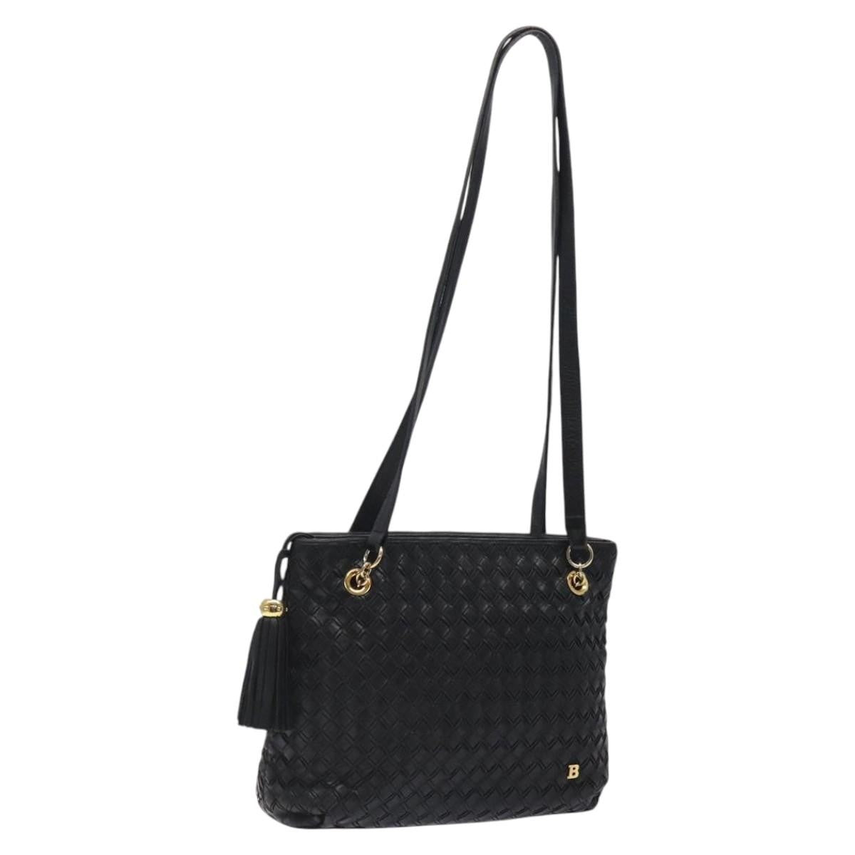 Bally Vintage Quilted Leather Black Leather Shoulder Bag Bag (Pre-Owned)