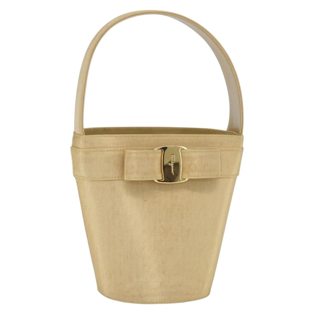 Salvatore Ferragamo Vala Canvas Yellow Canvas Handbag (Pre-Owned)