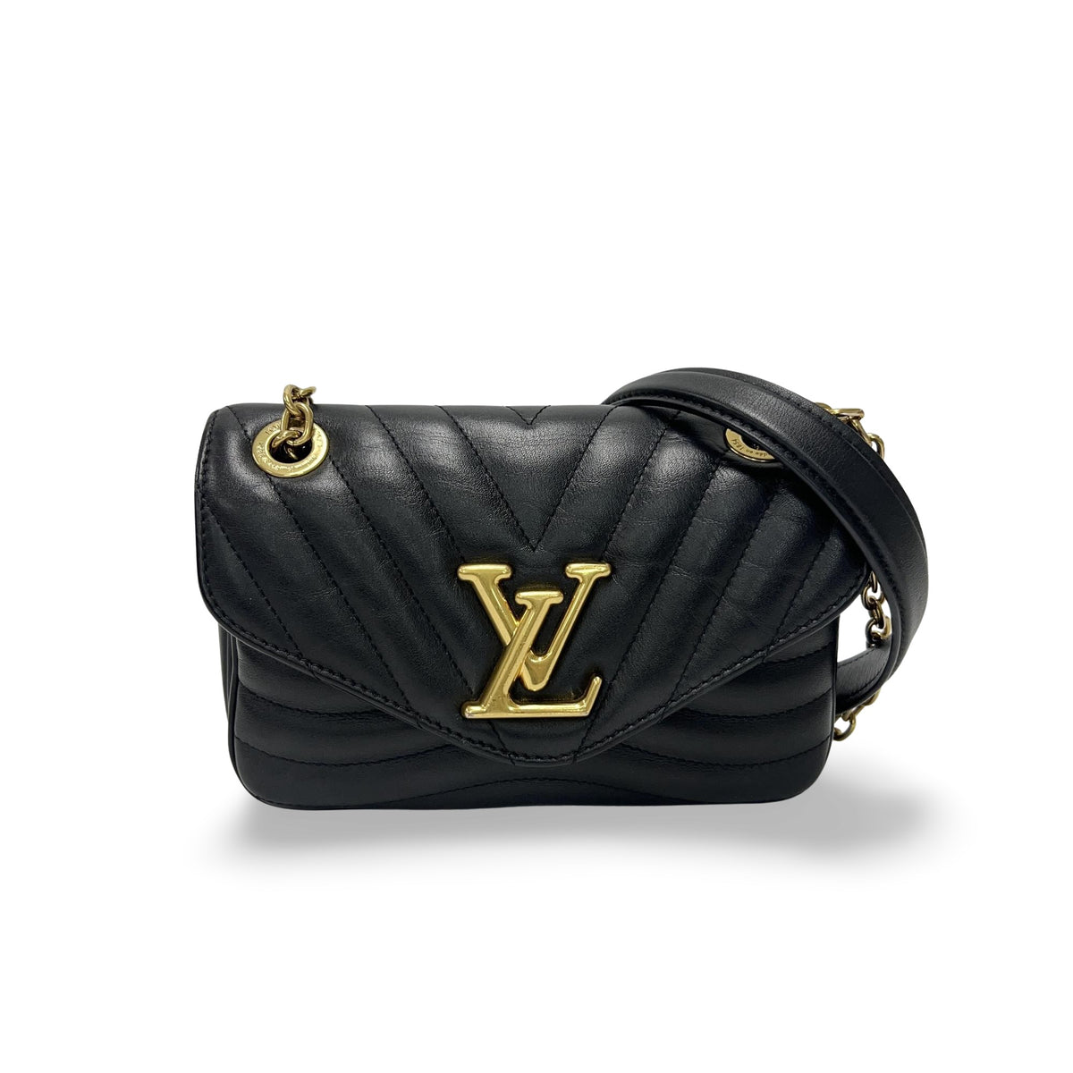 Louis Vuitton New Wave Chain Bag Nm Quilted Leather Black Leather Shoulder Bag Bag (Pre-Owned)