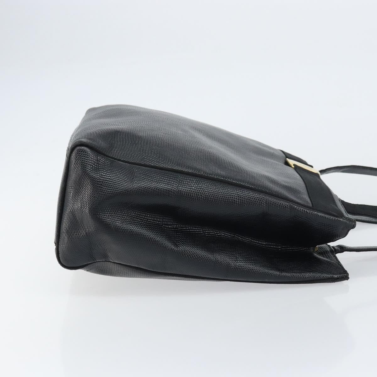 Salvatore Ferragamo Vintage Vara Bow Lizard Embossed Leather Black Leather Tote Bag Bag (Pre-Owned)