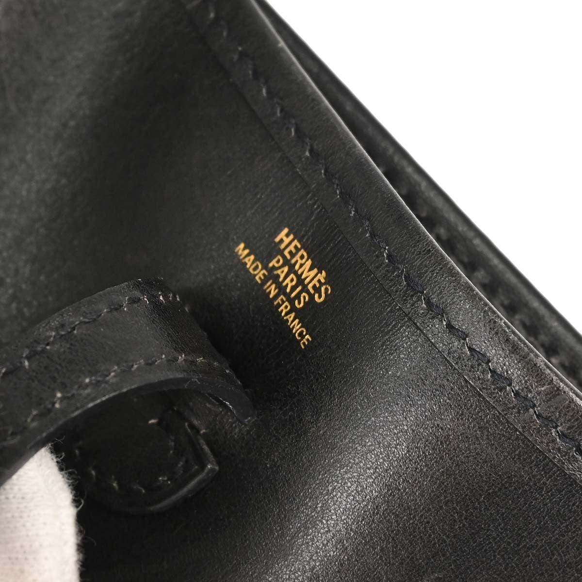 Hermes Long Strap Evelyne Box Calf Black Leather Shoulder Bag Bag (Pre-Owned)