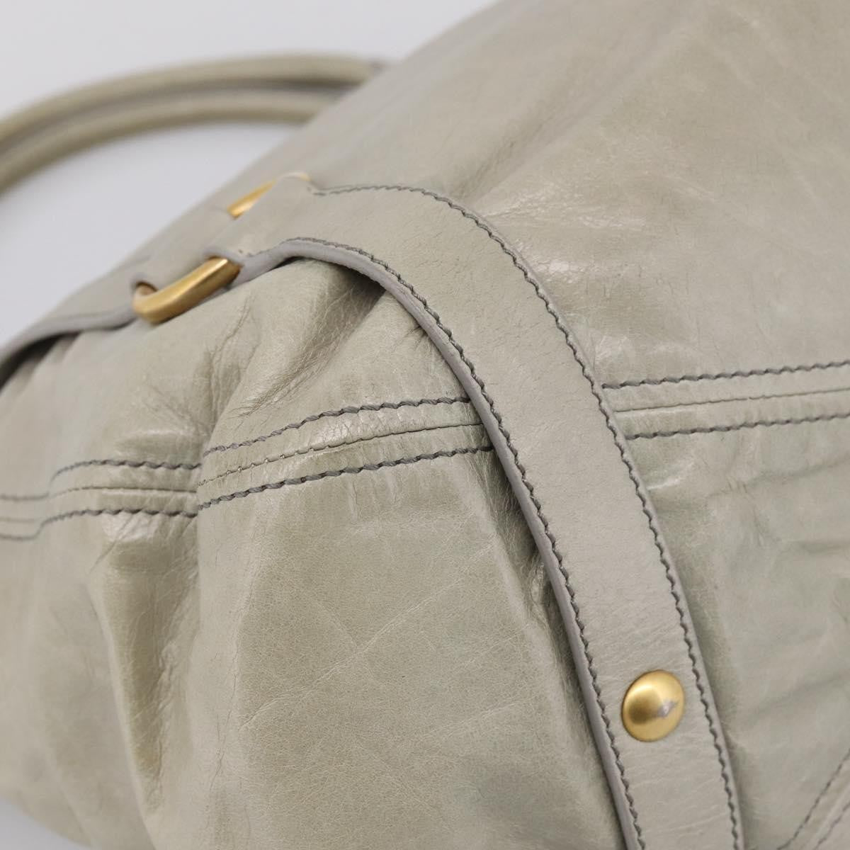 Miu Miu Bow Satchel Cervo Leather Gray Leather Handbag (Pre-Owned)