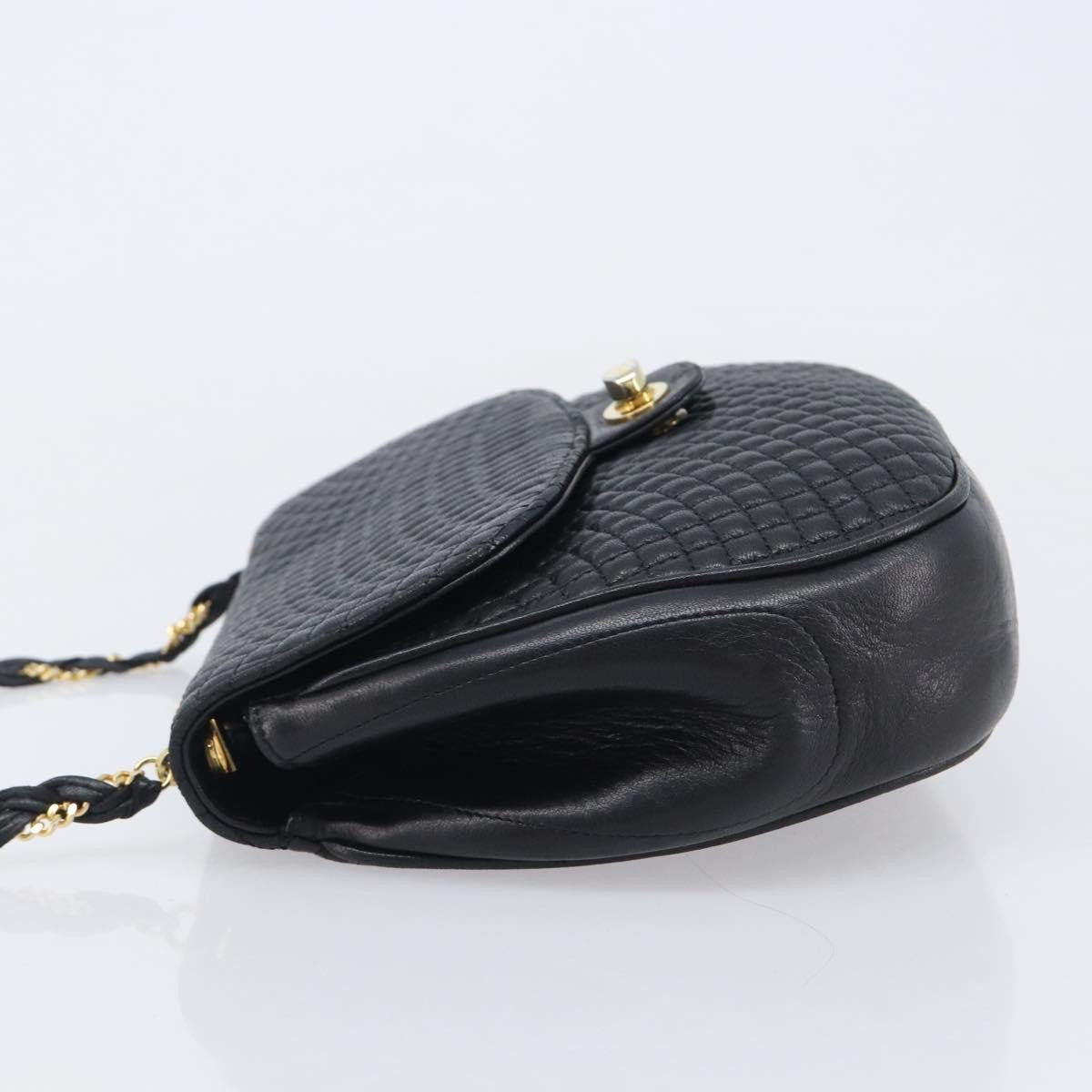 Bally Vintage Quilted Leather Black Leather Shoulder Bag Bag (Pre-Owned)