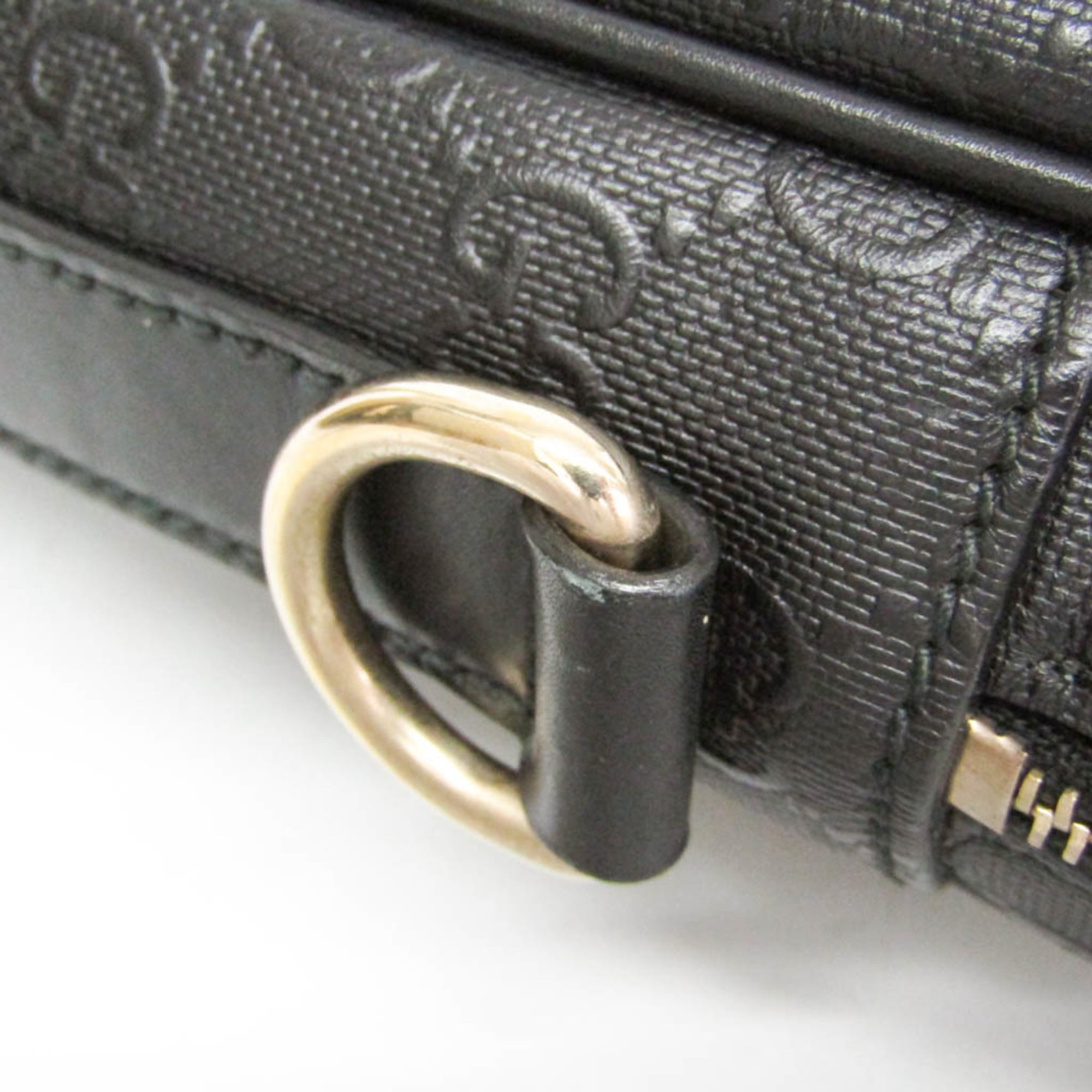Gucci Convertible Briefcase Guccissima Leather Black Leather Briefcase Bag (Pre-Owned)