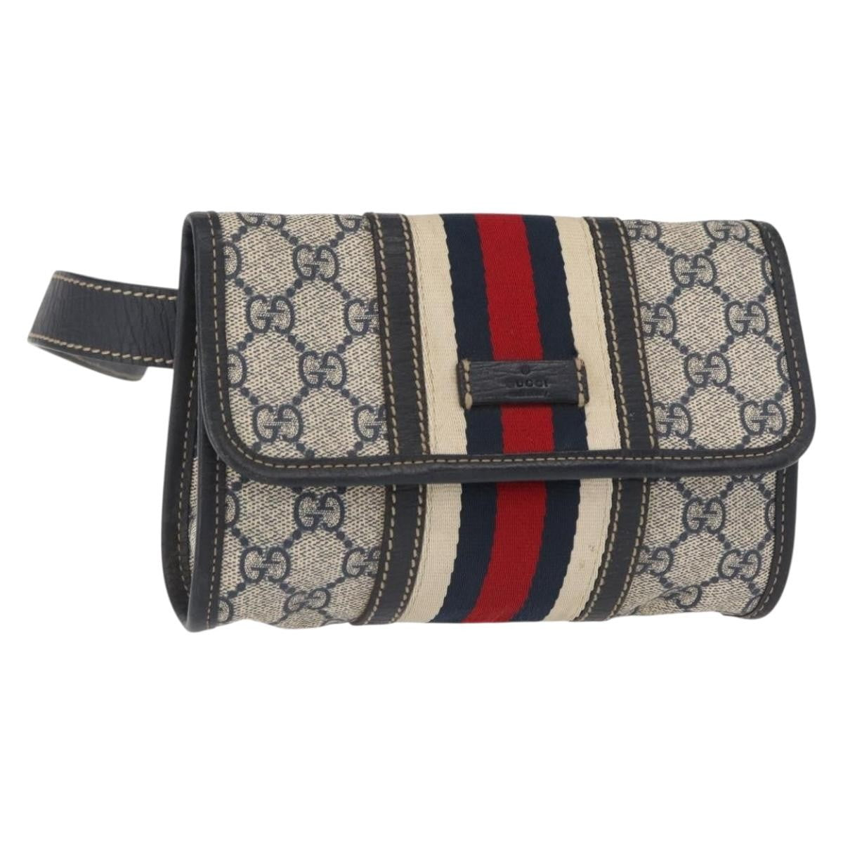 Gucci Vintage Web Belt Gg Coated Canvas Beige Canvas Handbag (Pre-Owned)