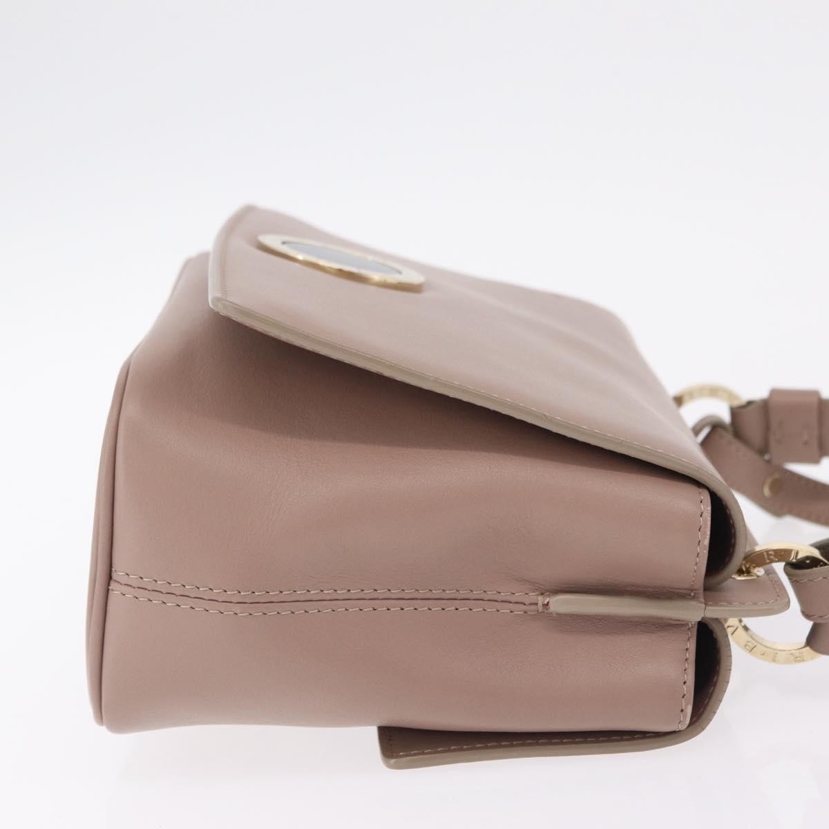 Bvlgari Signature Top Handle Leather Beige Leather Handbag (Pre-Owned)