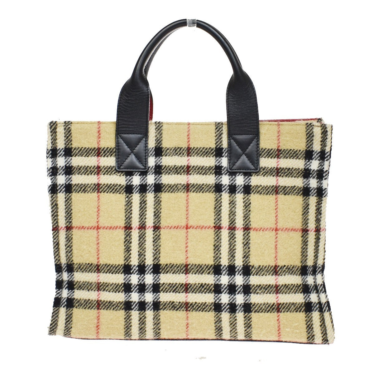 Burberry Nova Check Blue Label Cotton Beige Wool Shoulder Bag Bag (Pre-Owned)