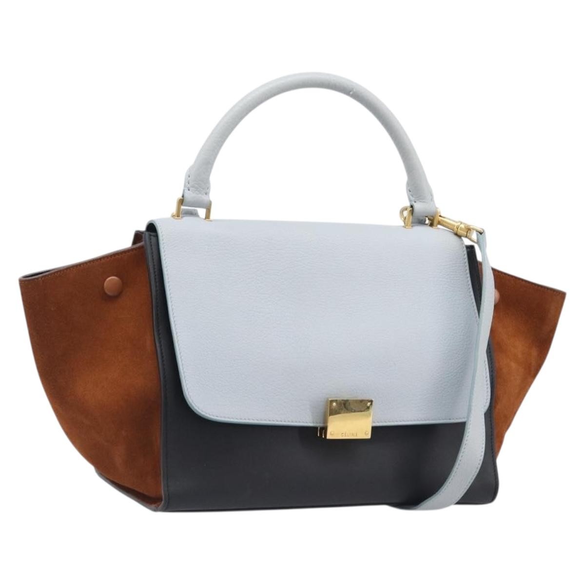 Celine Trapeze Leather Blue Leather Handbag (Pre-Owned)