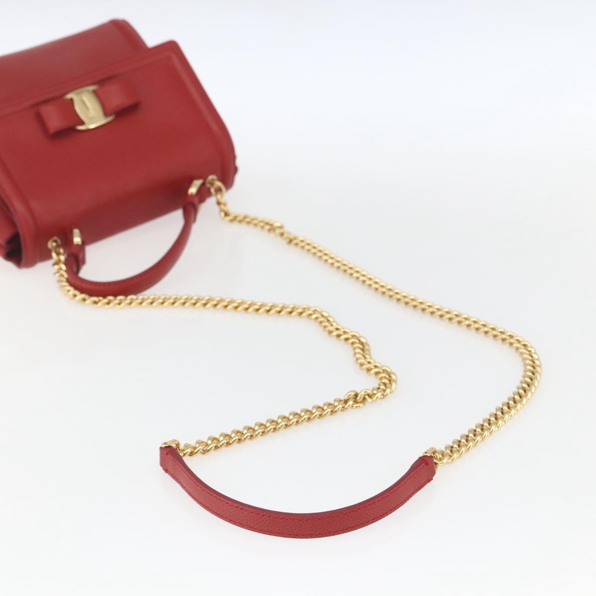 Salvatore Ferragamo Carrie Vara Saffiano Leather Red Leather Shoulder Bag Bag (Pre-Owned)