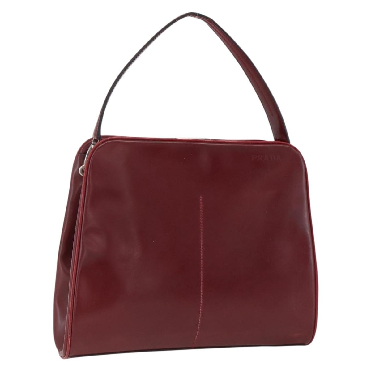 Prada Vintage Leather Burgundy Leather Handbag (Pre-Owned)
