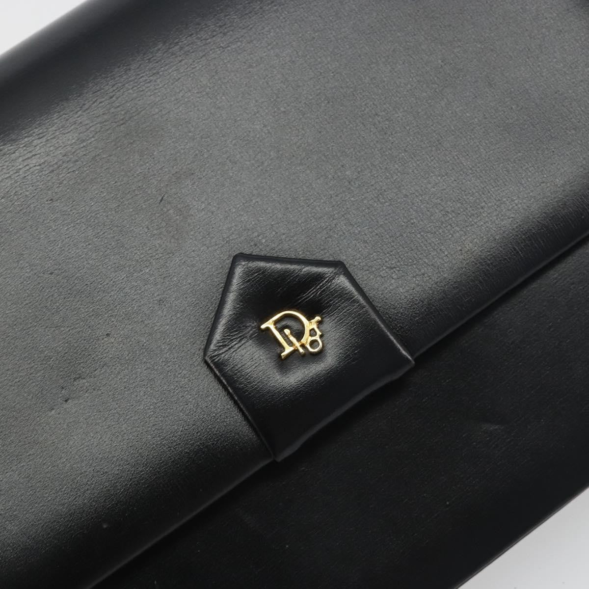 Christian Dior Vintage Clipper Closure Clutch With Logo Leather Black Leather Crossbody Bag Bag (Pre-Owned)
