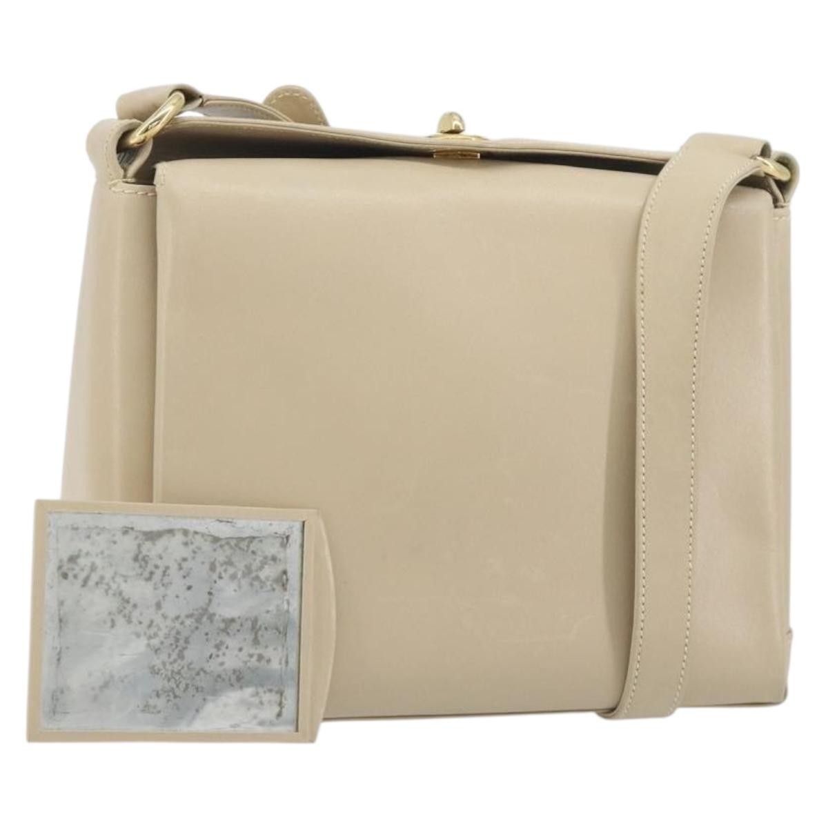 Gucci Vintage Convertible Box Leather Beige Leather Handbag (Pre-Owned)