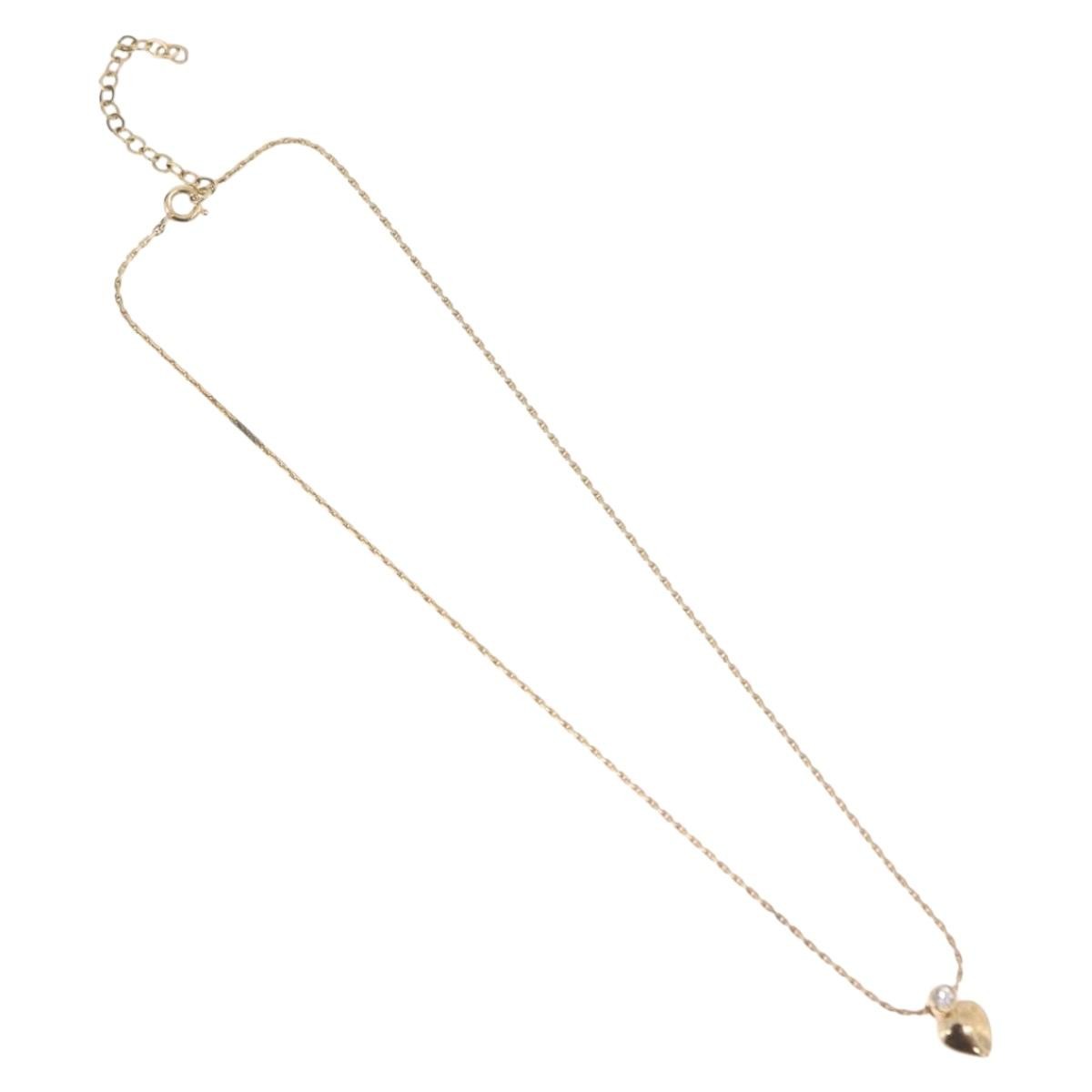 Christian Dior Logo Heart Pendant Metal Gold Metal Necklace Jewelry (Pre-Owned)