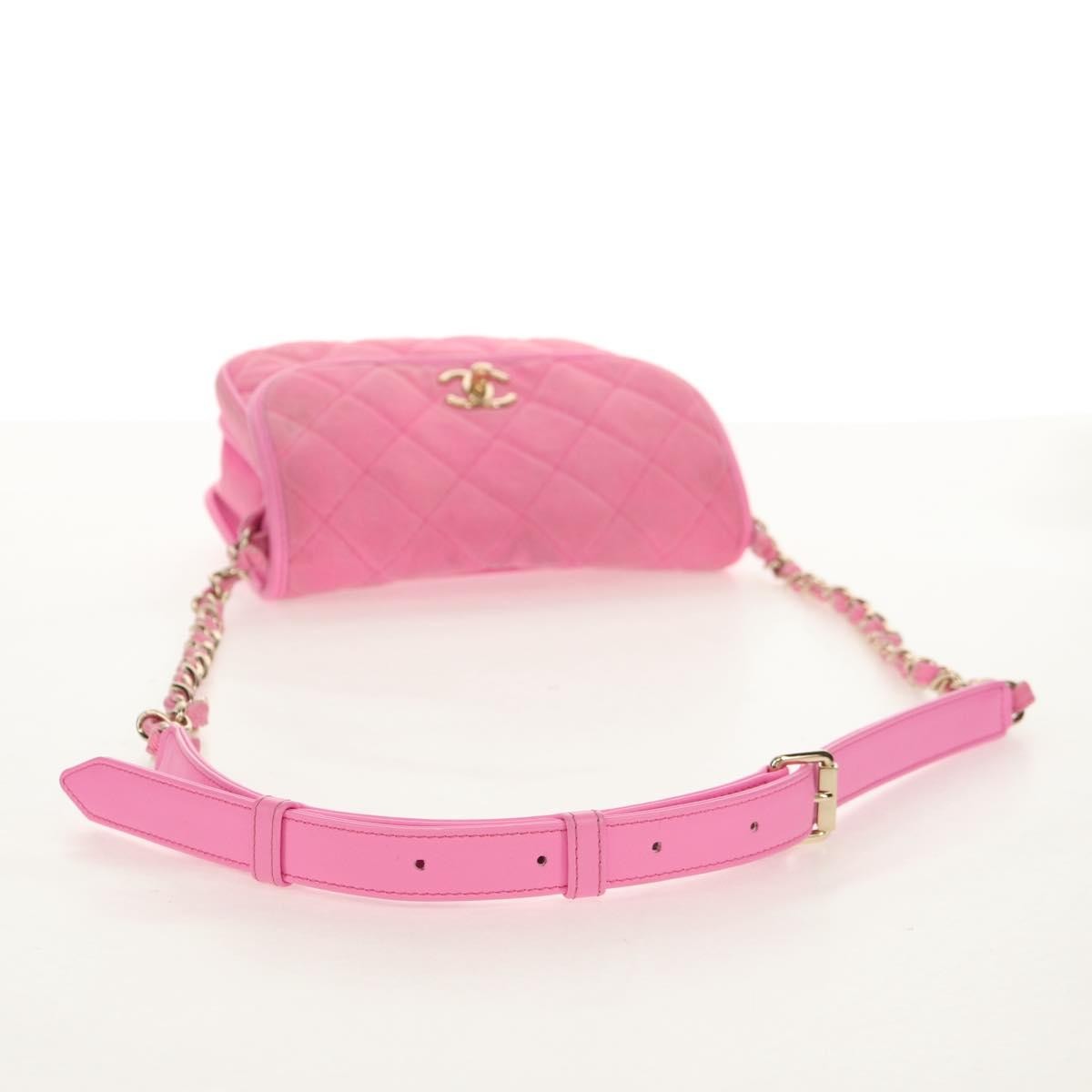 Chanel Flap Messenger Quilted Denim Pink Canvas Shoulder Bag Bag (Pre-Owned)