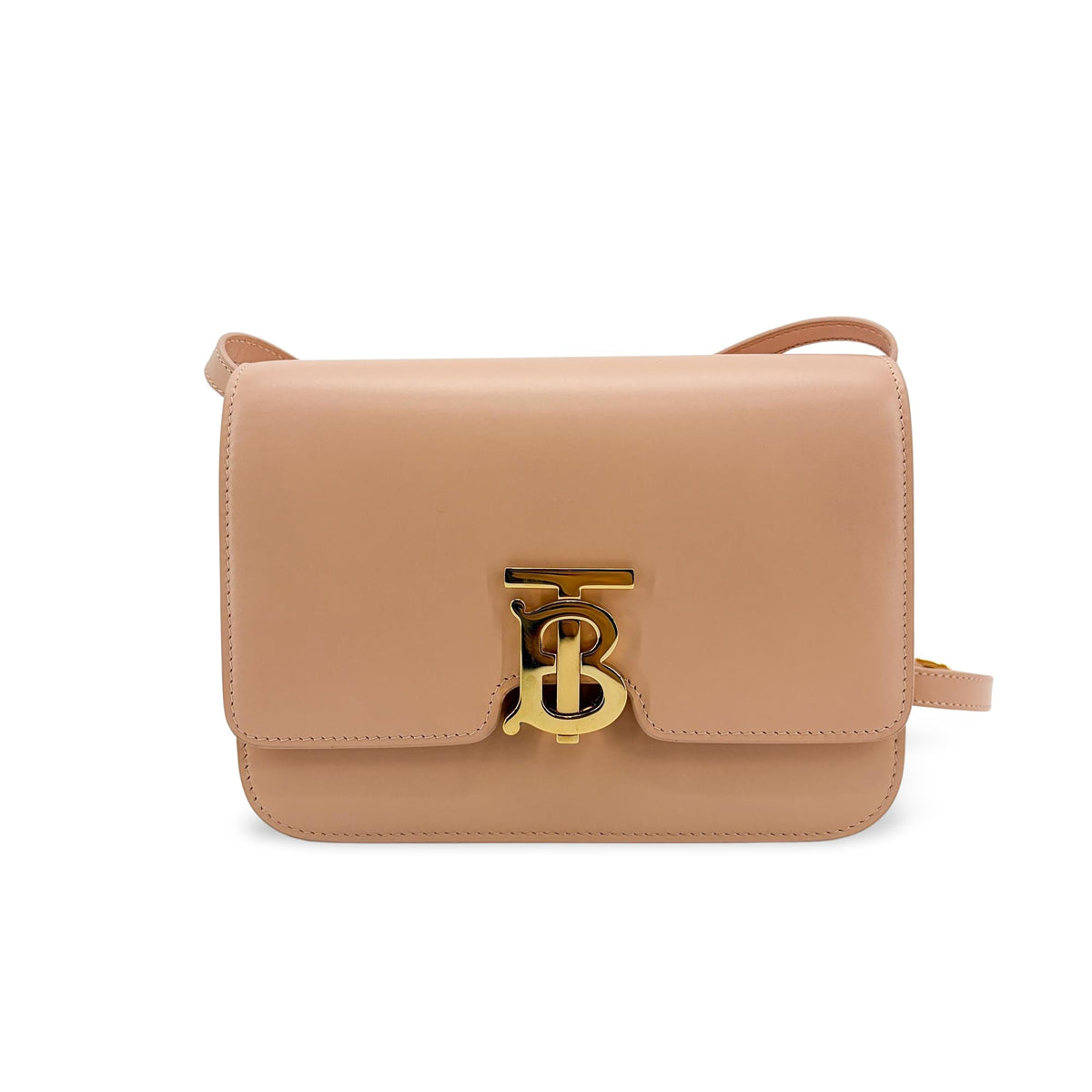 Burberry Tb Shoulder Bag Leather Beige Leather Shoulder Bag Bag (Pre-Owned)