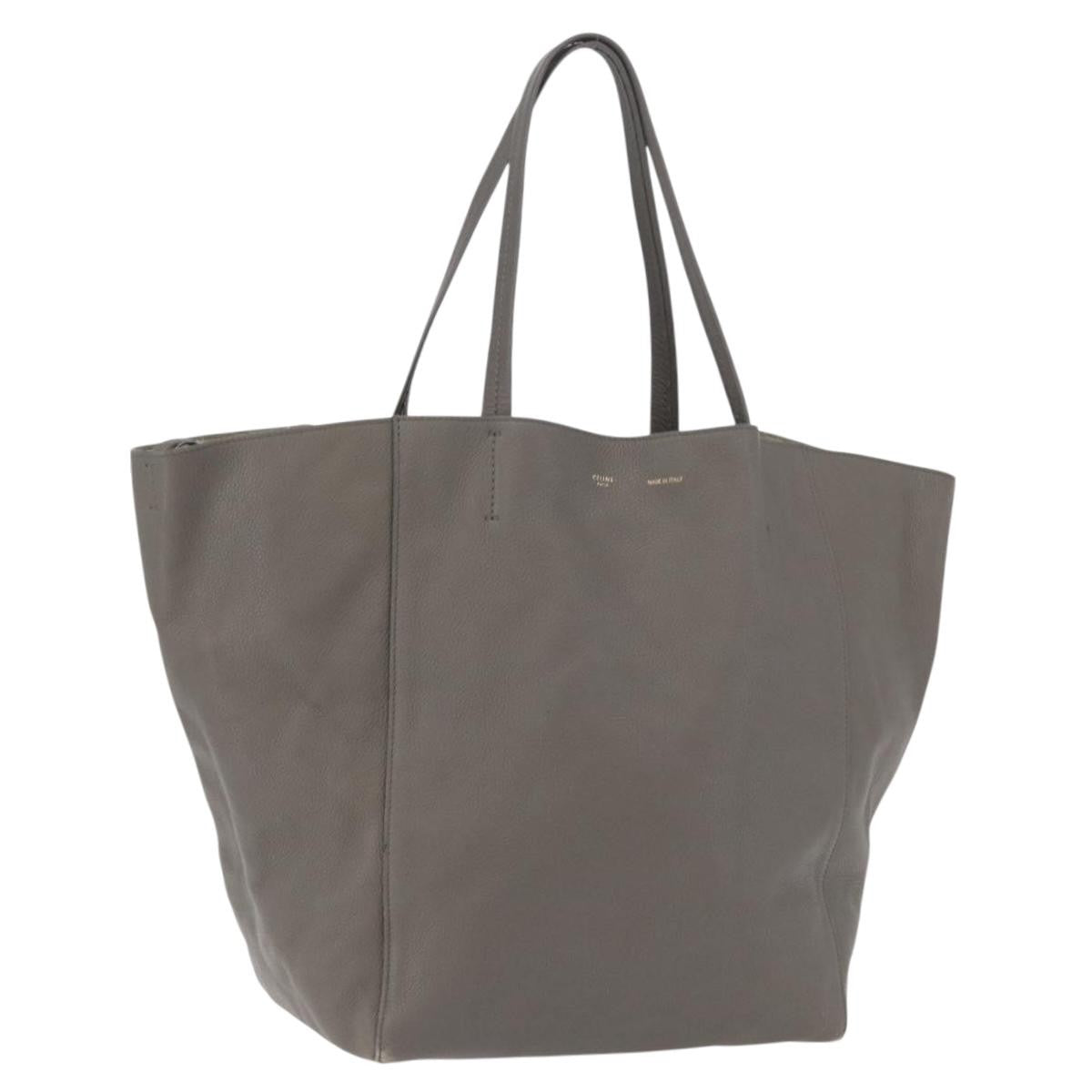 Celine Phantom Cabas Leather Gray Leather Tote Bag Bag (Pre-Owned)
