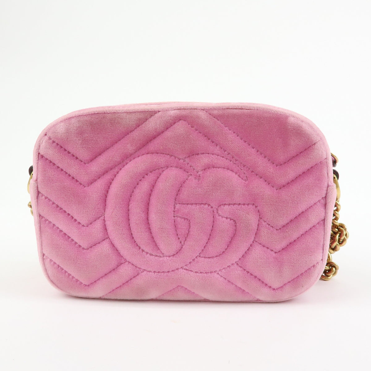 Gucci Gg Marmont Crystal Embellished Matelasse Velvet Pink Velvet Shoulder Bag Bag (Pre-Owned)