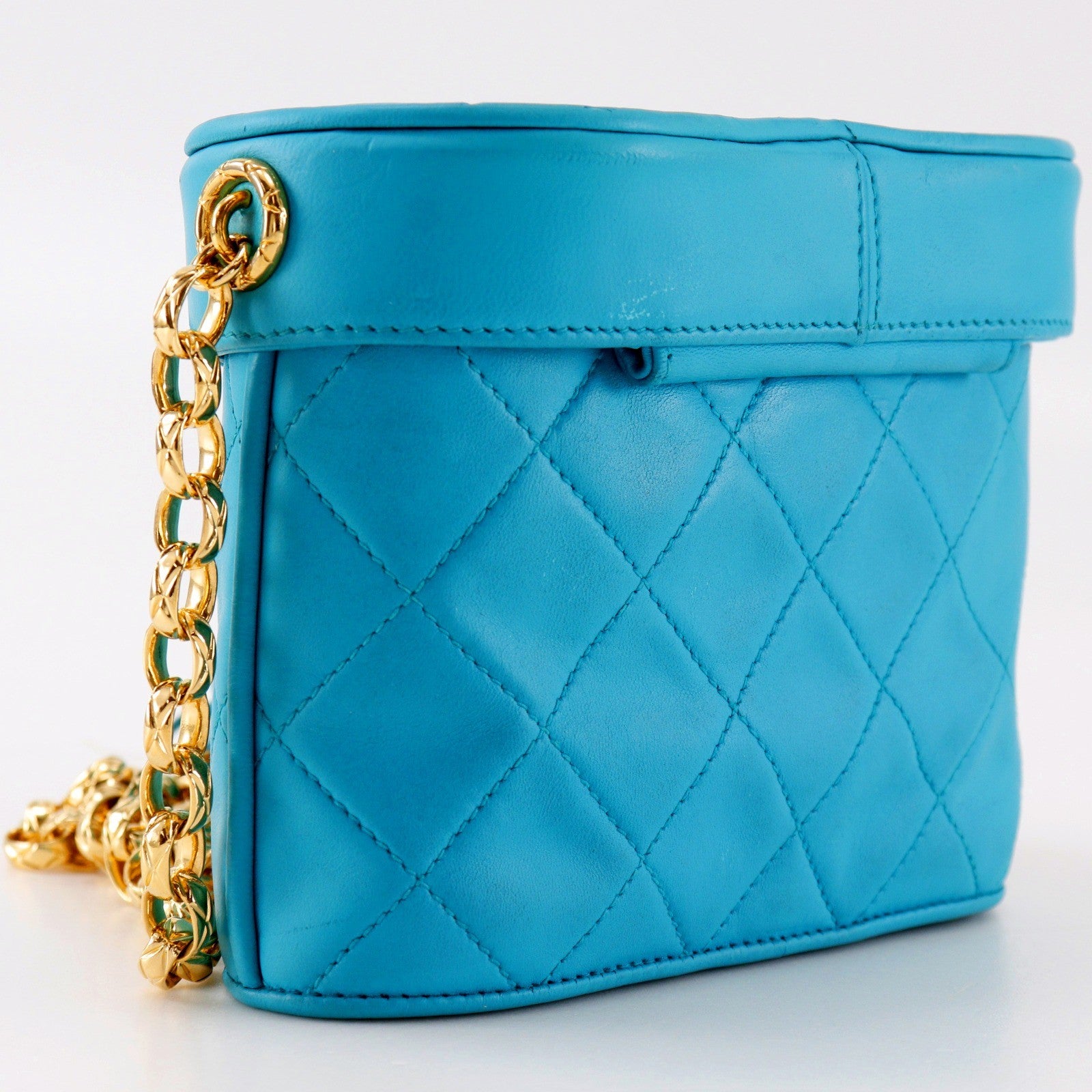Chanel Vintage Tassel Box Quilted Leather Turquoise Leather Shoulder Bag Bag (Pre-Owned)