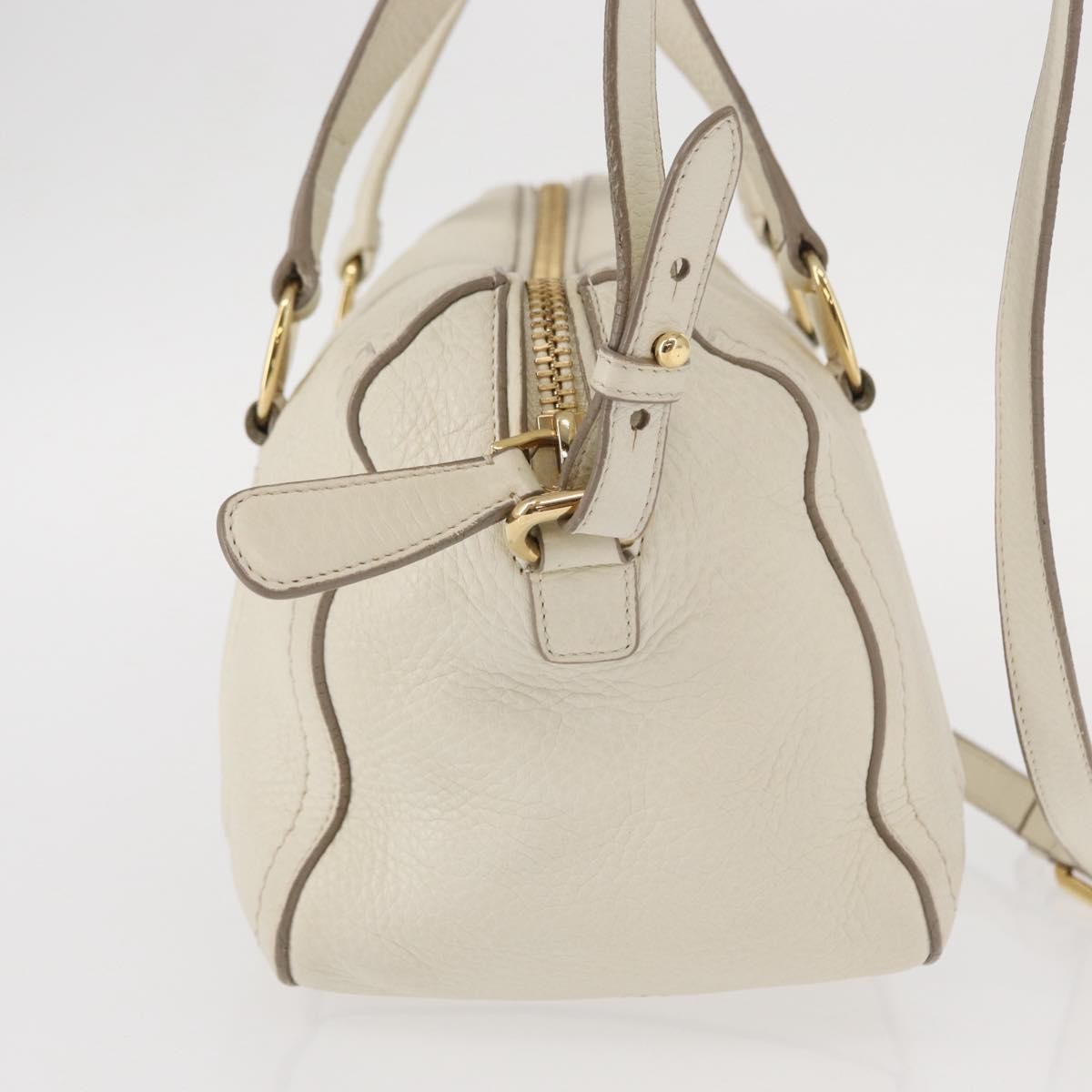 Salvatore Ferragamo Vala Leather White Leather Handbag (Pre-Owned)