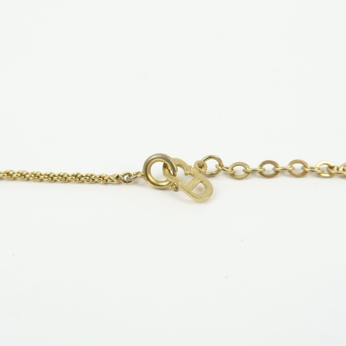 Christian Dior Vintage Cd Pendant Metal With Crystals Gold Gold_Plated Necklace Jewelry (Pre-Owned)