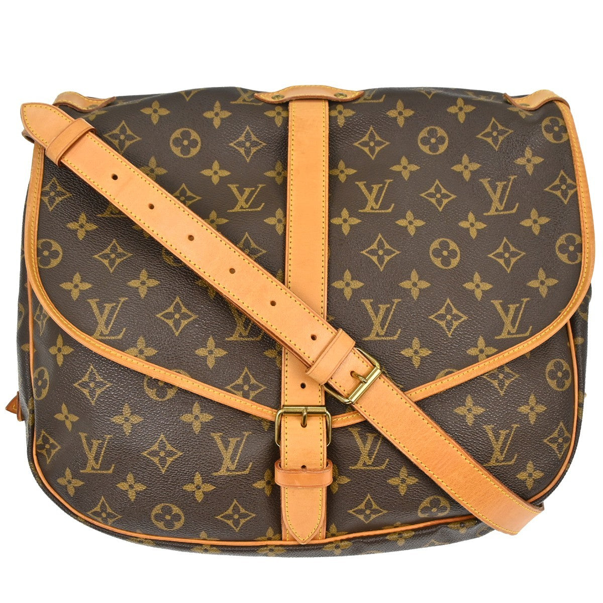 Louis Vuitton Saumur Monogram Brown Canvas Shoulder Bag Bag (Pre-Owned)