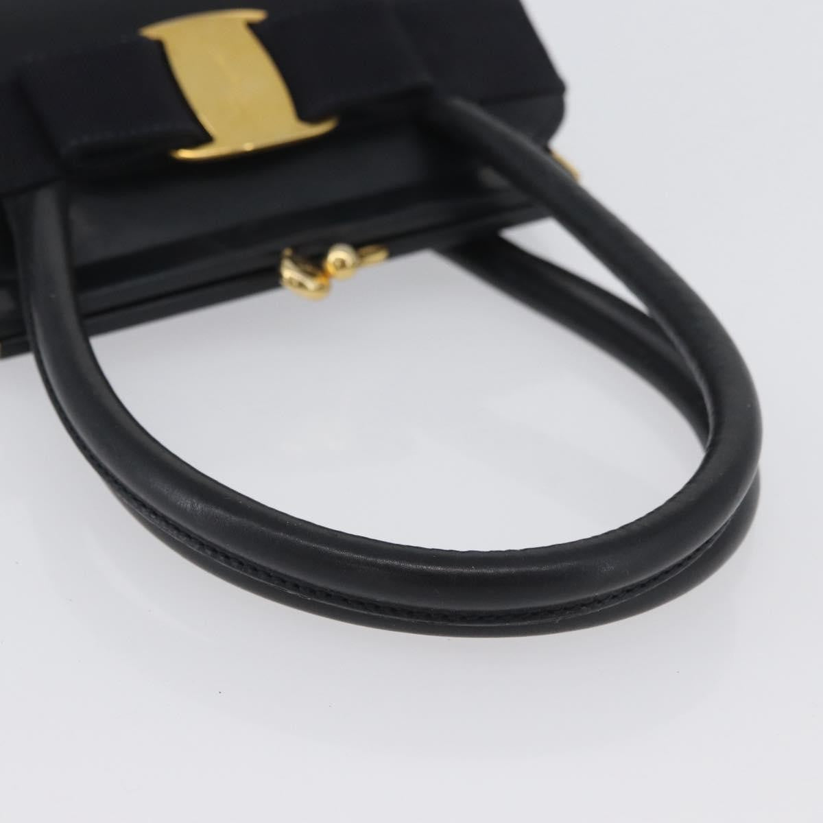 Salvatore Ferragamo Convertible Vara Bow Tote Leather Navy Leather Handbag (Pre-Owned)