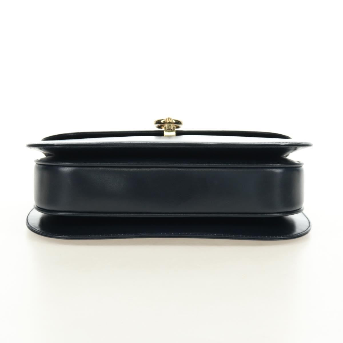 Gucci Chain Flap Leather Navy Leather Shoulder Bag Bag (Pre-Owned)