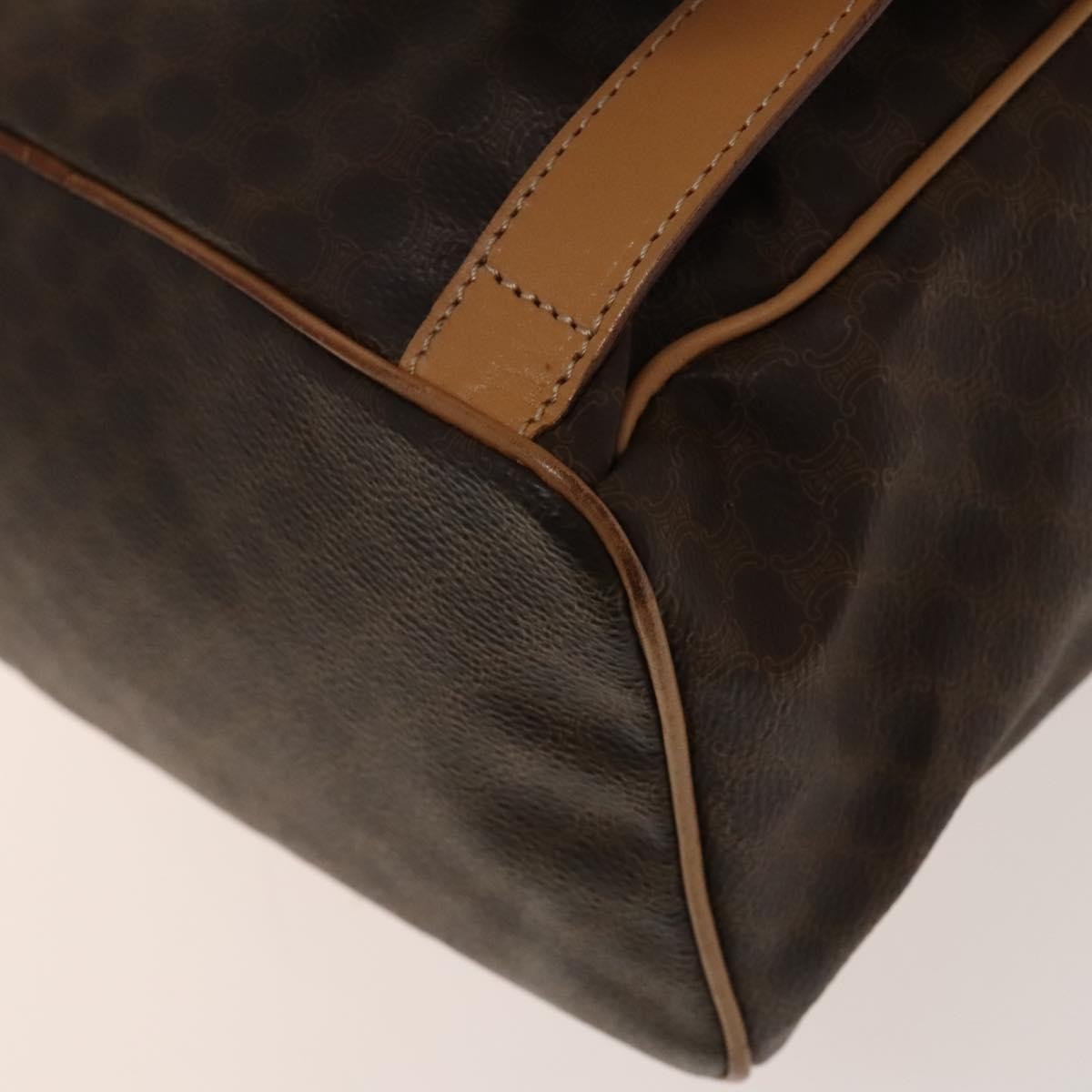 Celine Vintage Drawstring Flap Macadam Coated Canvas Brown Canvas Backpack Bag (Pre-Owned)