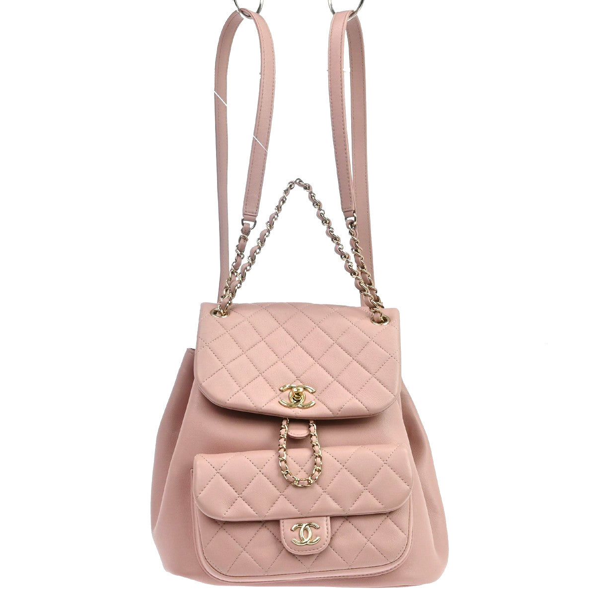 Chanel Duma Drawstring Quilted Leather Pink Leather Backpack Bag (Pre-Owned)
