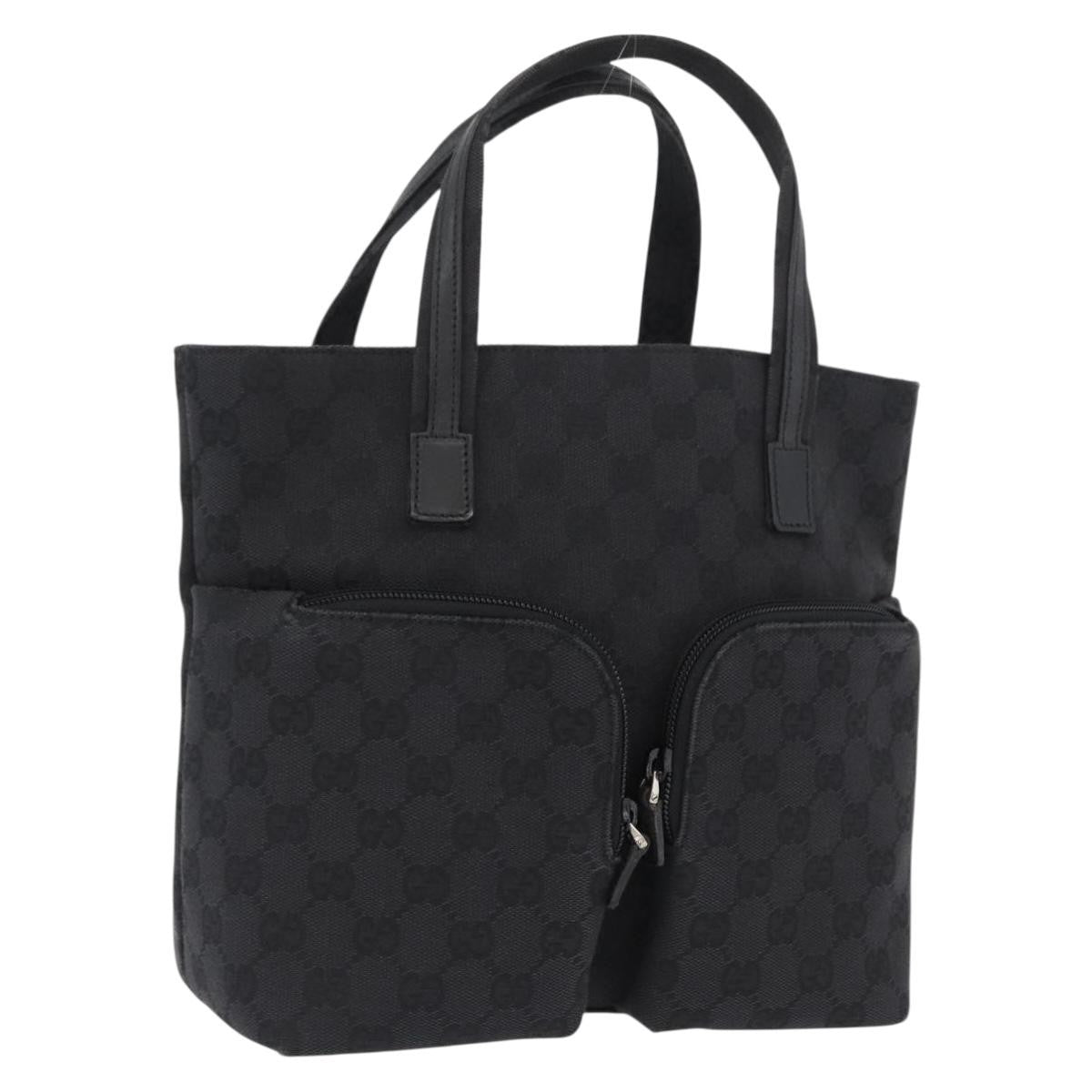 Gucci Double Pocket Tote Gg Canvas And Leather Black Canvas Handbag (Pre-Owned)