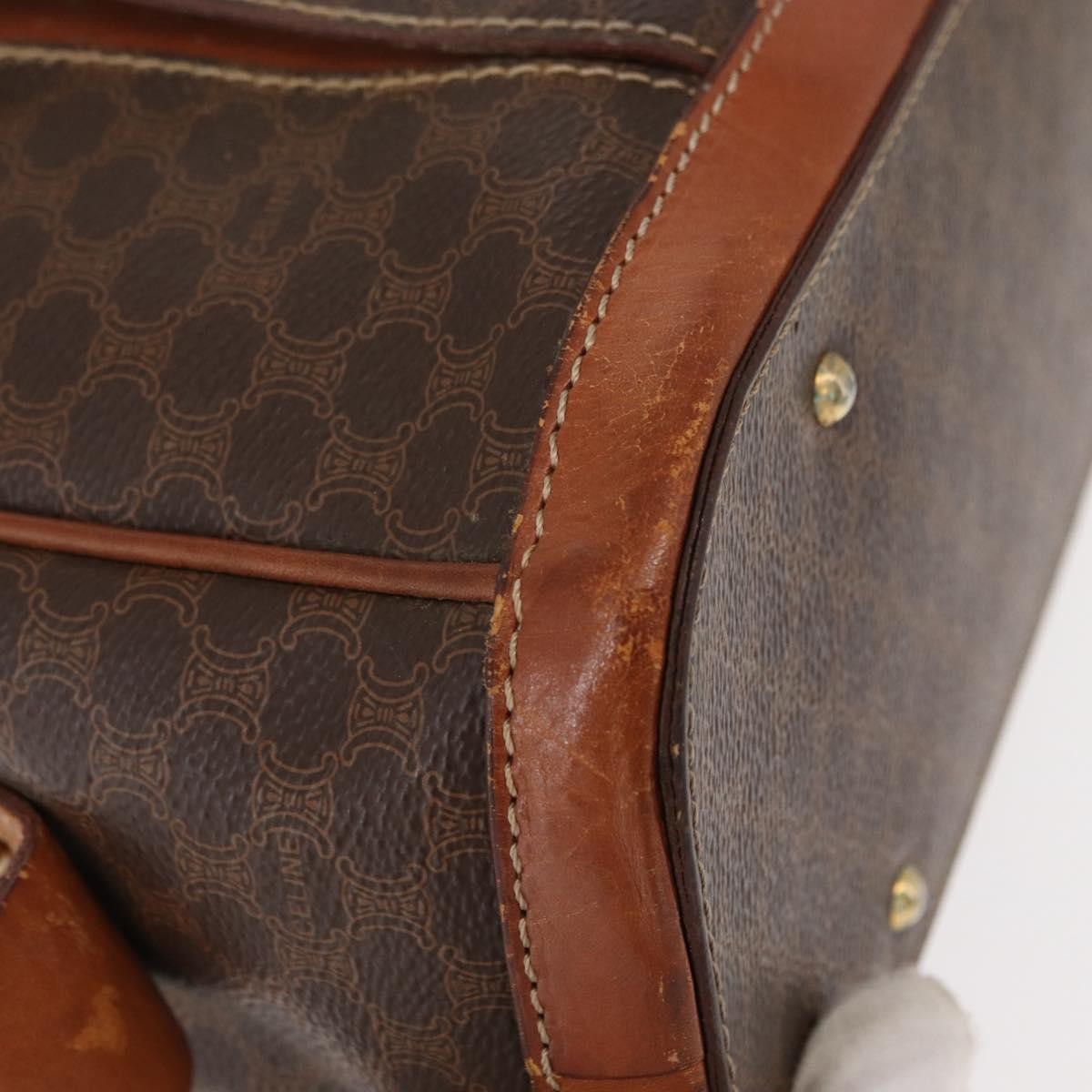 Celine Vintage Macadam Canvas And Leather Brown Canvas Handbag (Pre-Owned)