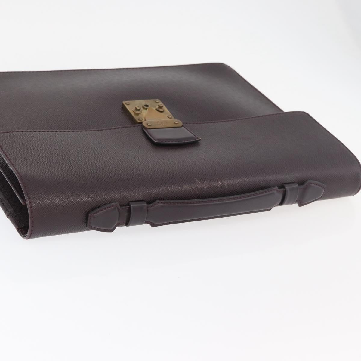 Louis Vuitton Serviette Kourad Taiga Leather Burgundy Leather Briefcase Bag (Pre-Owned)