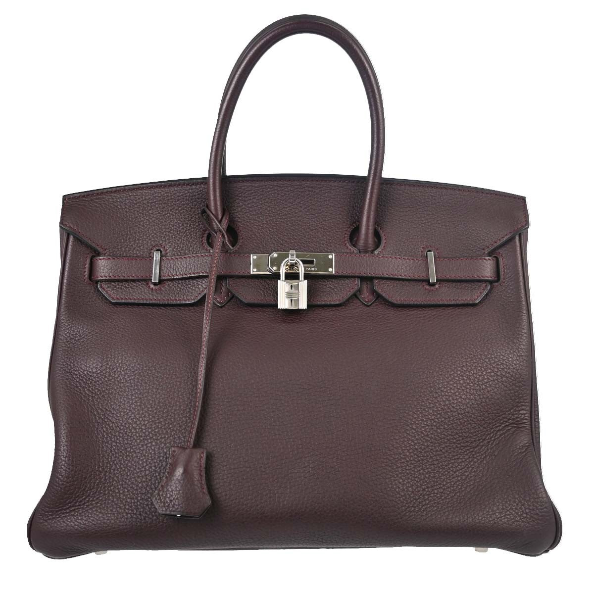 Hermes Birkin Purple Togo With Palladium Hardware Burgundy Leather Handbag (Pre-Owned)