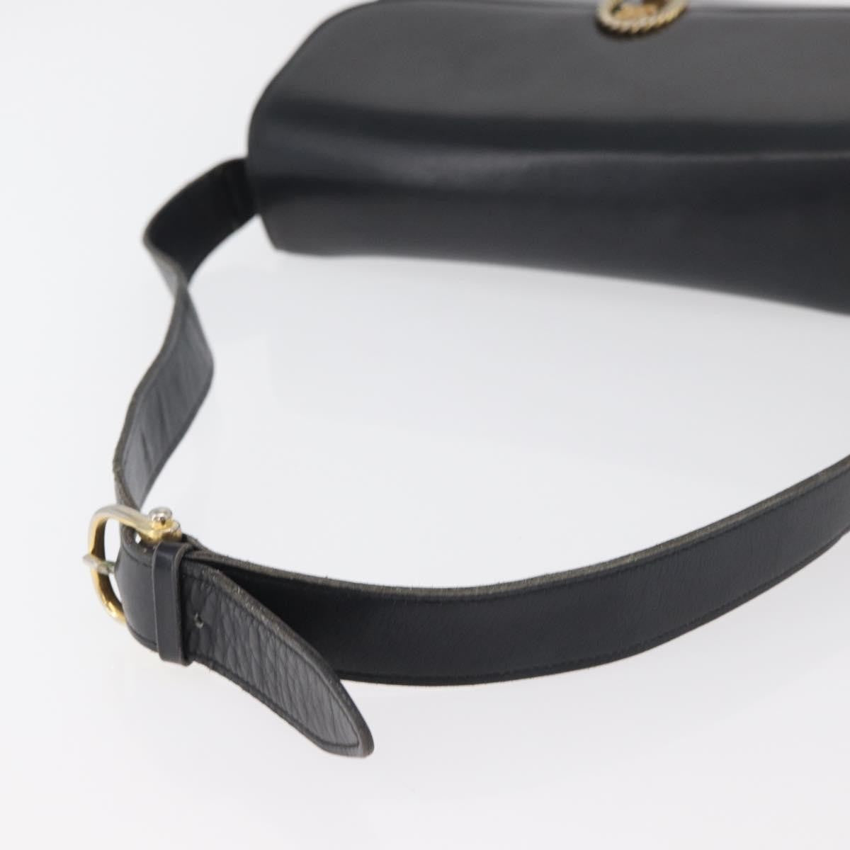 Celine Shoulder Leather Black Leather Shoulder Bag Bag (Pre-Owned)