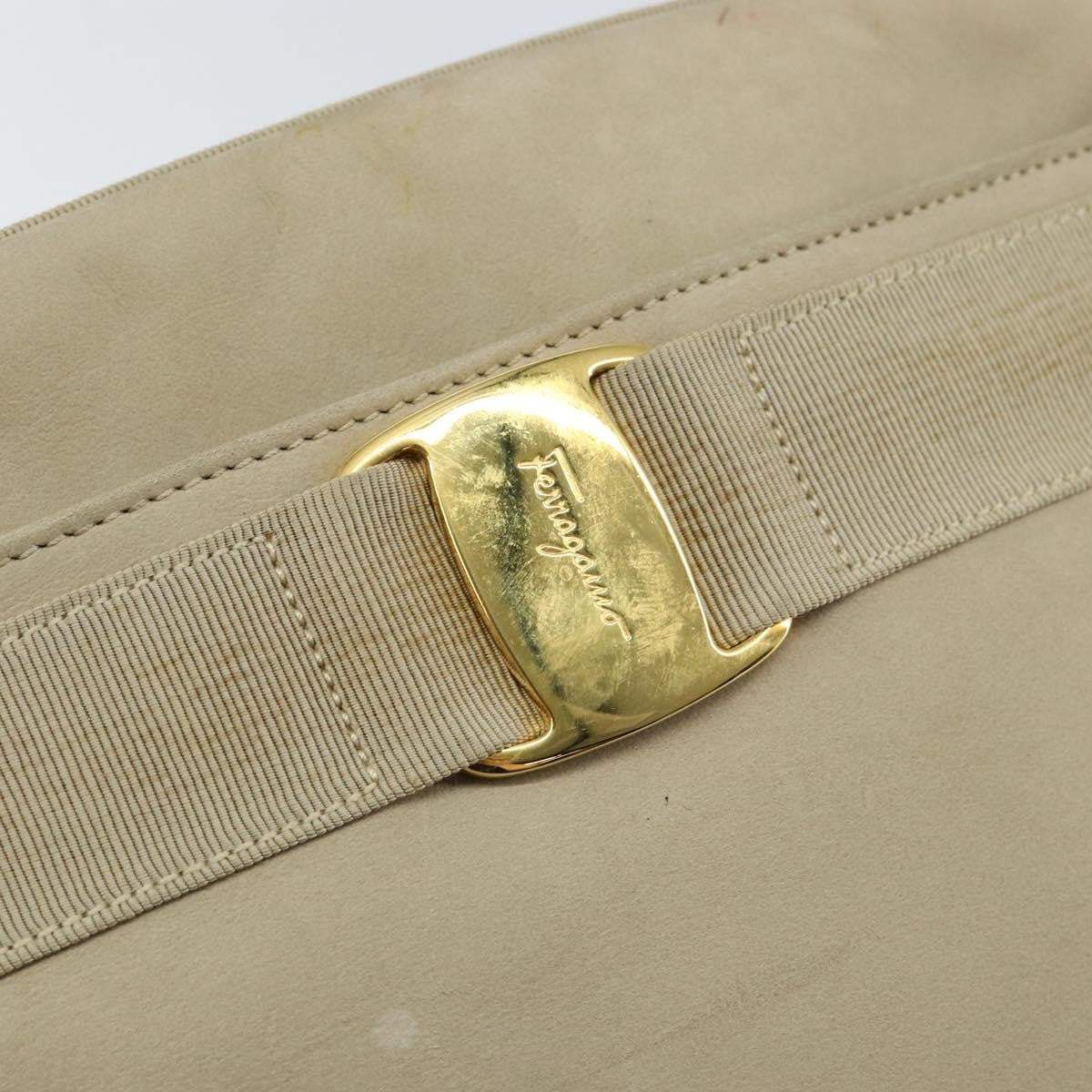Salvatore Ferragamo Vala Suede Beige Suede Shoulder Bag Bag (Pre-Owned)