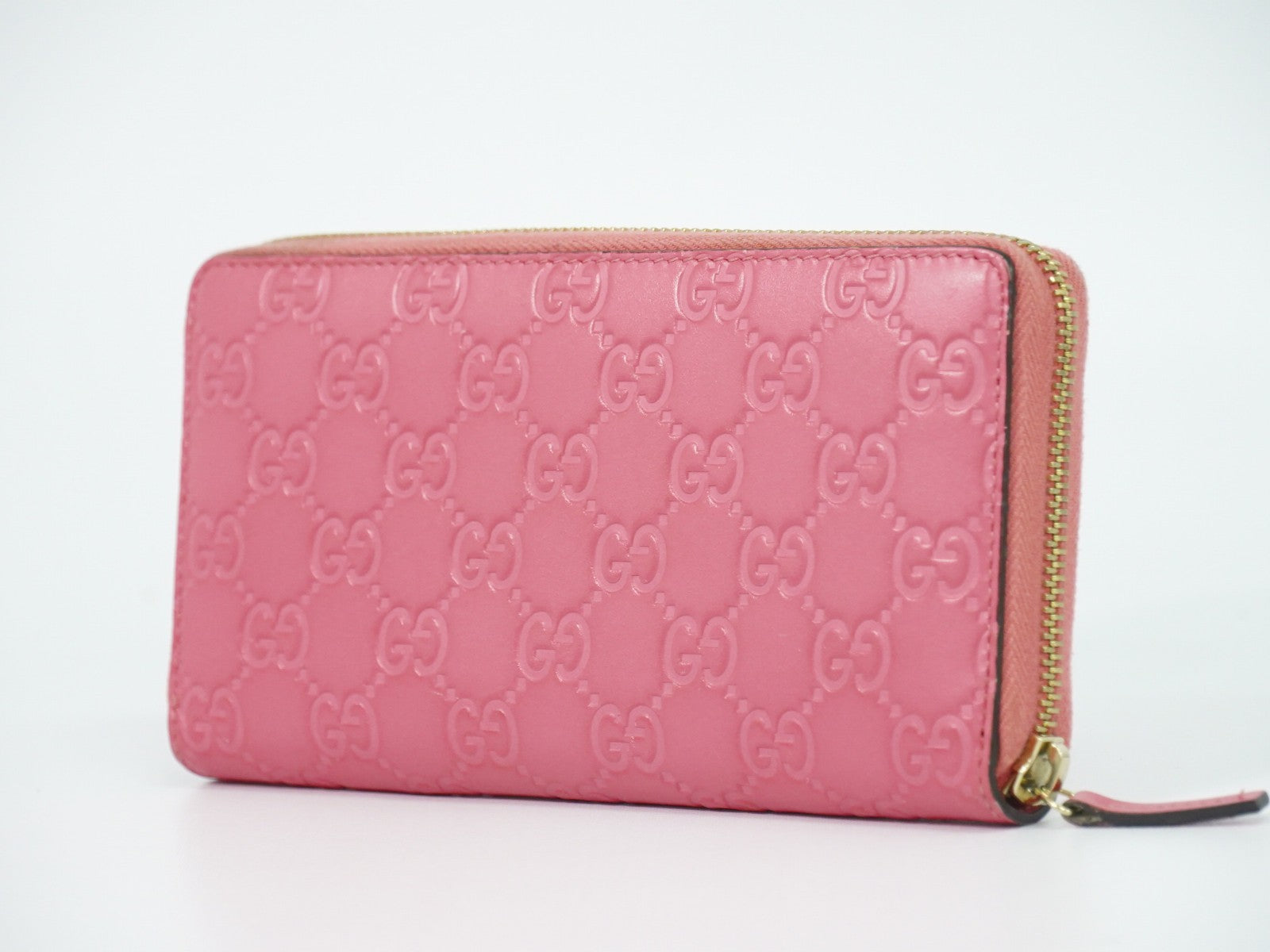 Gucci Zip Around Wallet (Outlet) Microguccissima Leather Pink Leather Wallets Accessory (Pre-Owned)