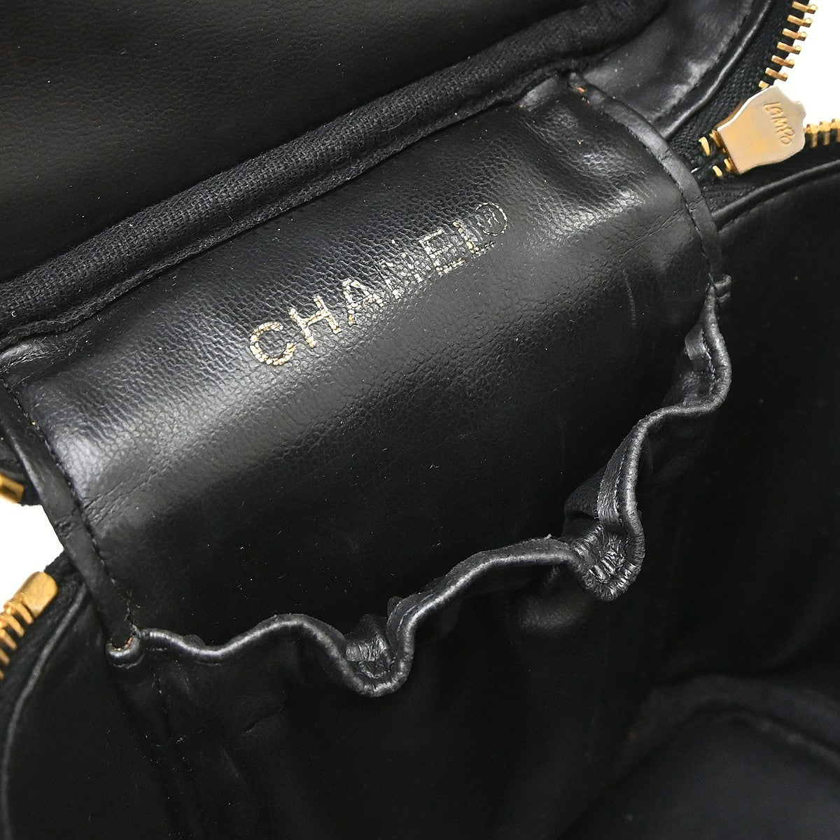 Chanel Vintage Timeless Cosmetic Case Caviar Black Leather Handbag (Pre-Owned)