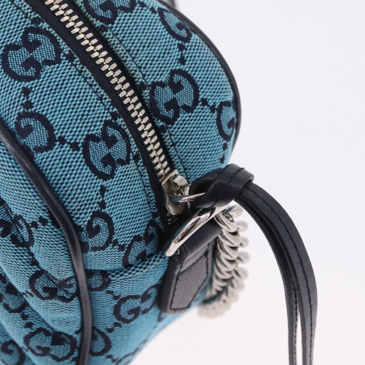 Gucci Gg Marmont Multicolor Diagonal Quilted Gg Canvas Blue Canvas Shoulder Bag Bag (Pre-Owned)