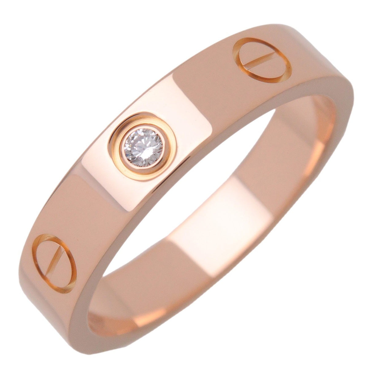 Cartier Love Wedding Band 1 Diamond 18K Rose Gold With Diamond Gold Rose_Gold Ring Jewelry (Pre-Owned)