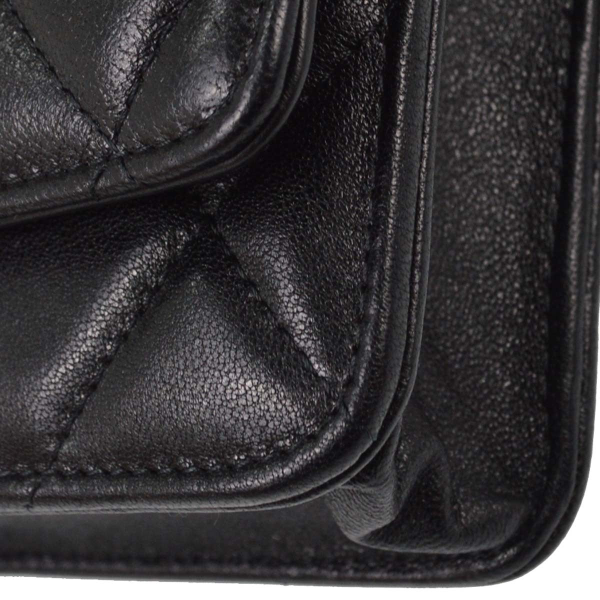 Chanel 19 Flap Bag Quilted Lambskin Black Leather Shoulder Bag Bag (Pre-Owned)