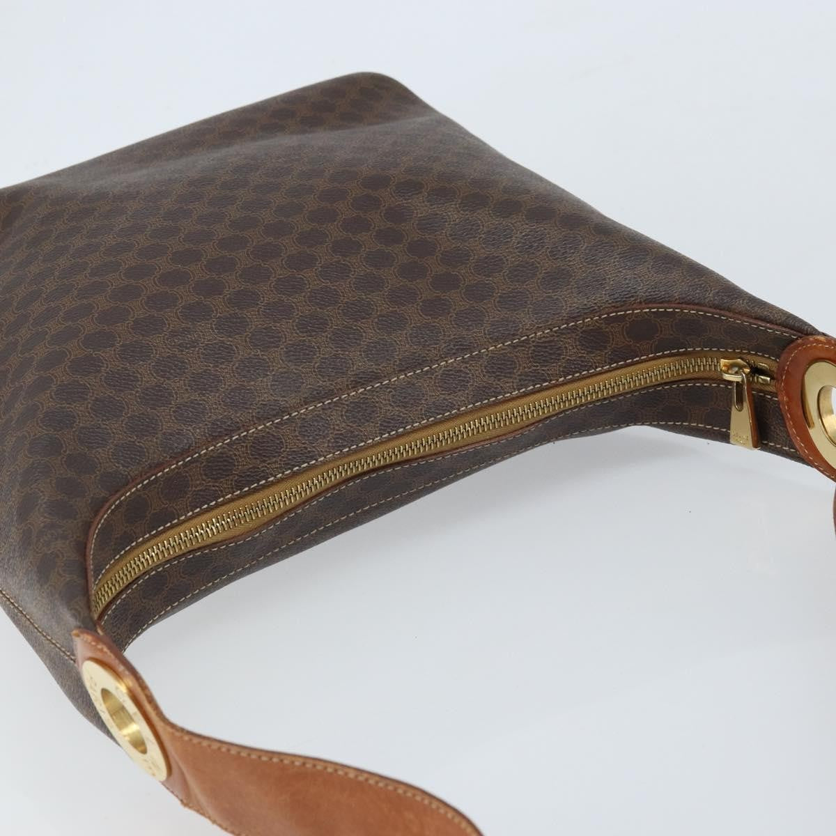 Celine Vintage Macadam Canvas And Leather Brown Canvas Shoulder Bag Bag (Pre-Owned)