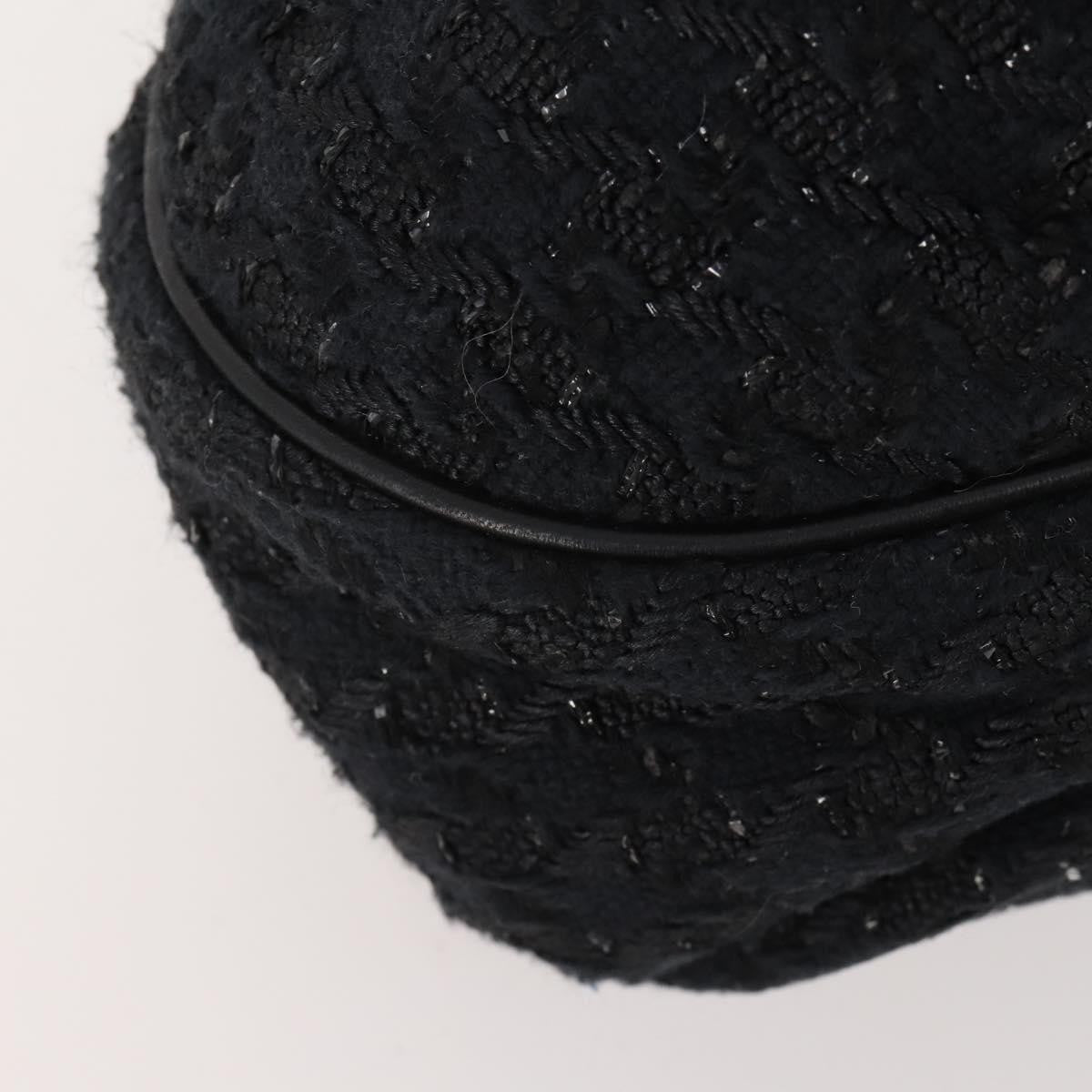 Chanel Knitting Satchel Boucle Tweed Black Tweed Handbag (Pre-Owned)