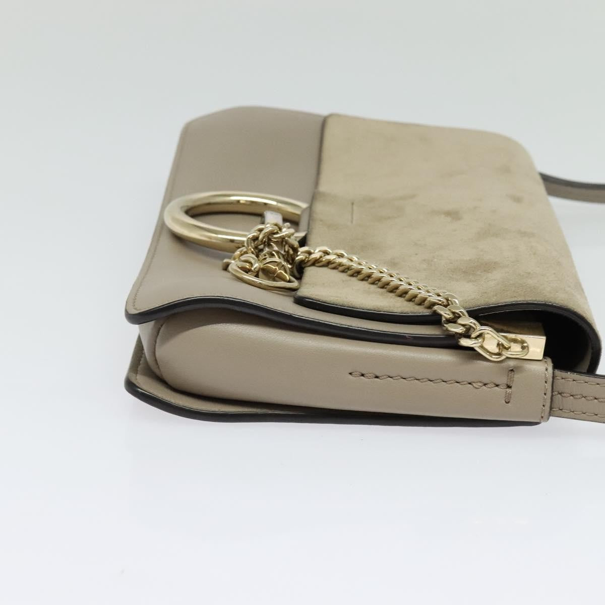 Chloe Faye Leather And Suede Gray Leather Shoulder Bag Bag (Pre-Owned)
