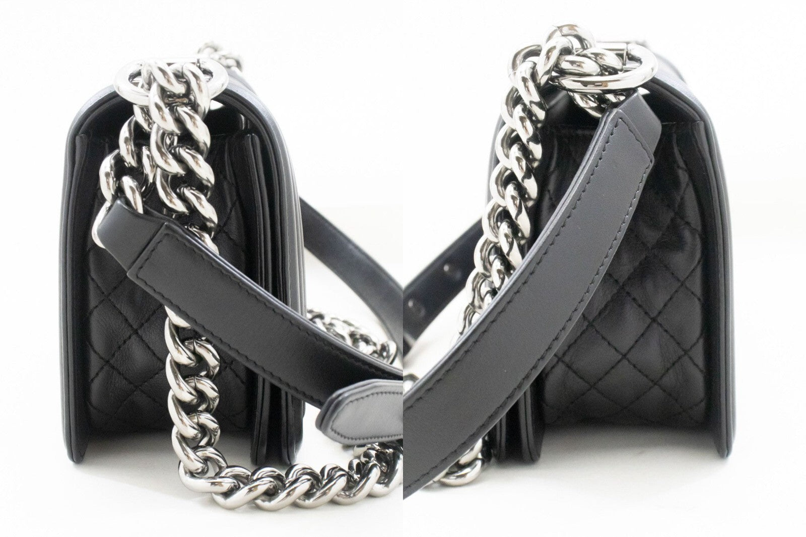Chanel Boy Flap Quilted Calfskin Black Calfskin Shoulder Bag Bag (Pre-Owned)